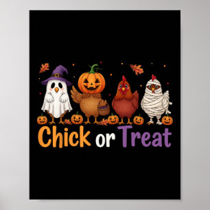 Chick Or Treat Halloween Hexe Gruseliger Hühnerhof Poster