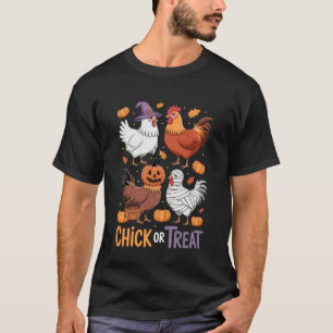 Chick Or Treat Halloween Hexe Gruseliger Hühnerhof T-Shirt