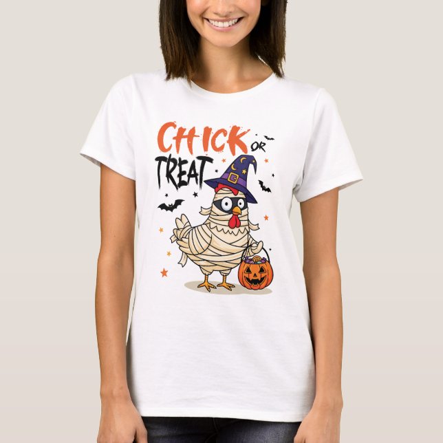Chick or Treat - Halloween Mummy Chicken T-Shirt (Vorderseite)