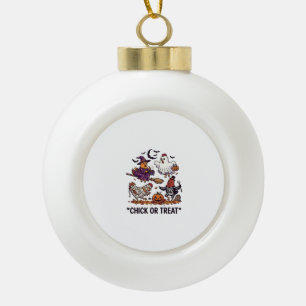 Chick Or Treat Haloween Hühner Hexe Geist Kürbis Keramik Kugel-Ornament