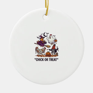 Chick Or Treat Haloween Hühner Hexe Geist Kürbis Keramik Ornament