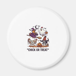Chick Or Treat Haloween Hühner Hexe Geist Kürbis Magnet