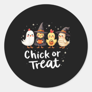 Chick Or Treat Süßes Halloween-Hühner-Kostüm Kunst Runder Aufkleber