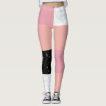 Chick orange, rosa, schwarz Marmorblock Leggings<br><div class="desc">Farbenfrohe Kombination aus rosa,  orangefarbenem,  schwarzem und weißem Marmor.</div>