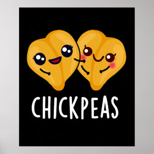 Chick Peas Funny Food Puff Dark BG Poster