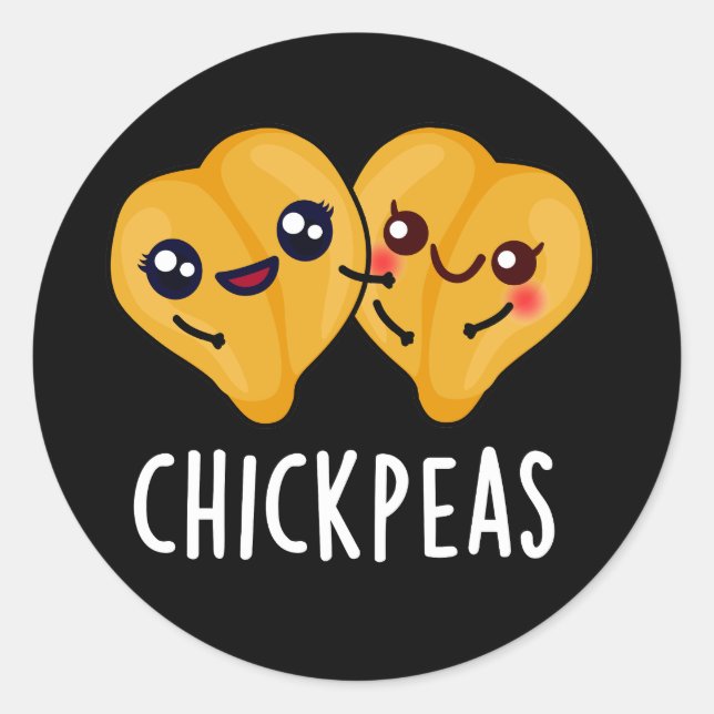 Chick Peas Funny Food Puff Dark BG Runder Aufkleber (Vorderseite)