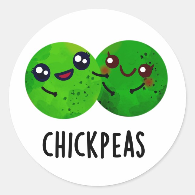 Chick Peas Funny Girl Pea Pun Runder Aufkleber (Vorderseite)