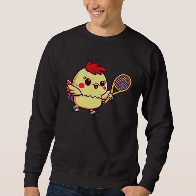 Chick Playing Tennis Tennis Easter Sweatshirt (Vorderseite)