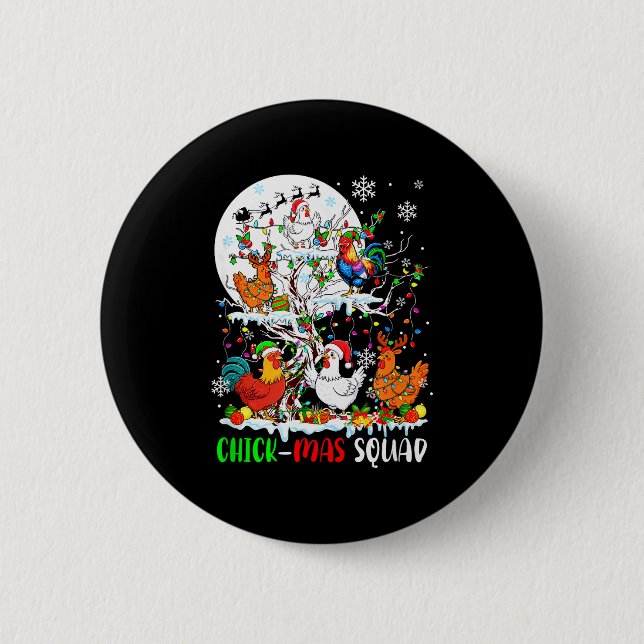 Chick Squad Xmas-Gruppe Weihnachtsmann-Elf-Hühner  Button (Vorderseite)