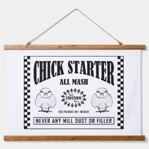 CHICK STARTER Holz Topped Wall Tapestory Wandteppich Mit Holzrahmen