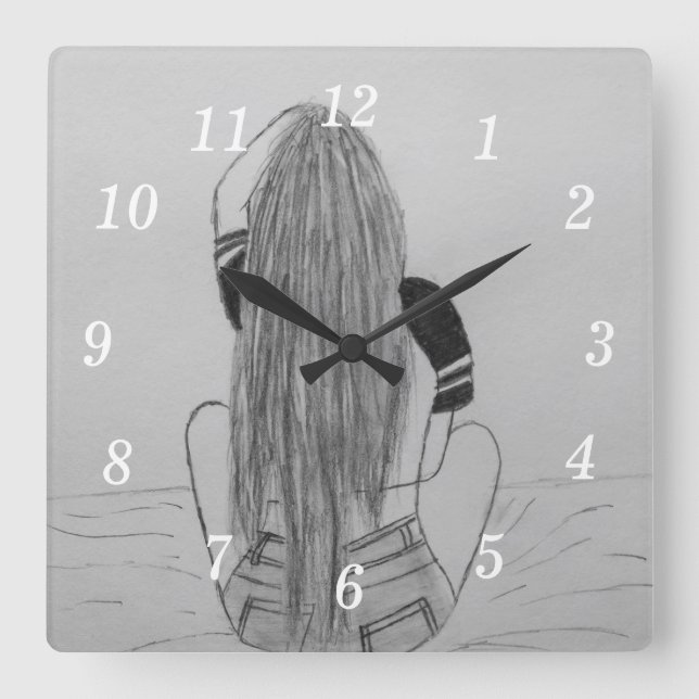 Chick Wall Clock Quadratische Wanduhr (Vorderseite)