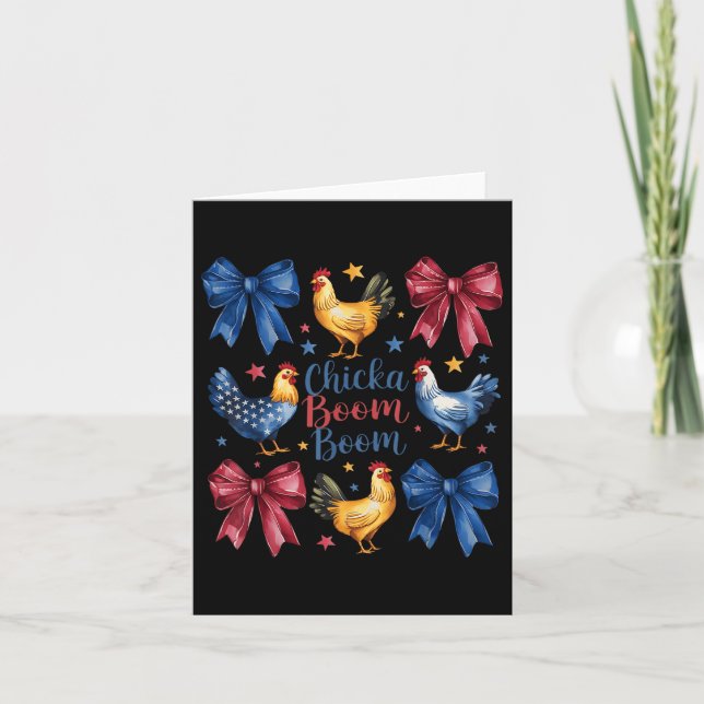 Chicka Boom Boom Funny American Flag Chicken Graph Karte (Vorderseite)