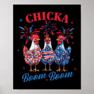 Chicka Boom Boom Lustiger Patriotischer Hahn 4. Ju Poster