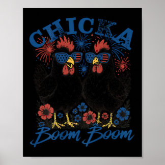 Chicka Boom Boom Patriotic Hühnchen 4. Juli USA Poster