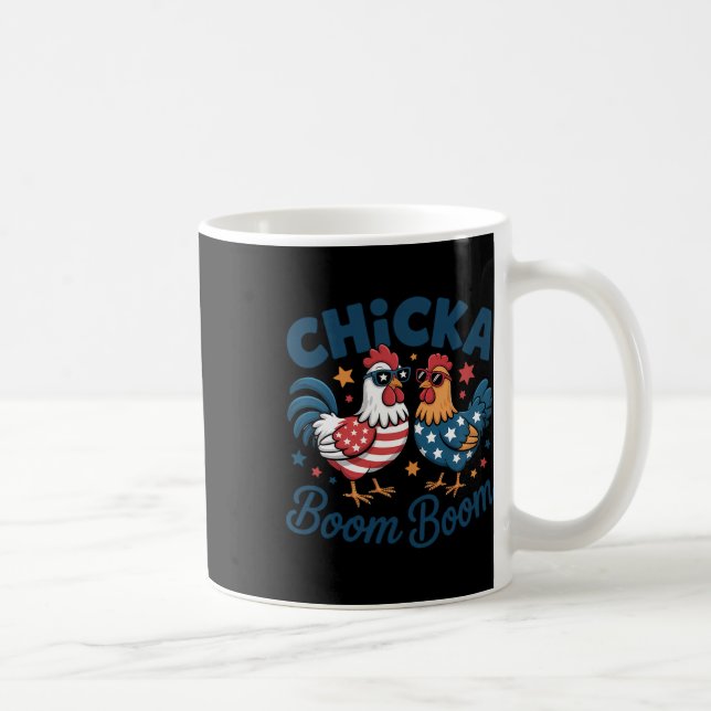 Chicka Boom Boom Patriotisches Huhn Lustig  Kaffeetasse (Rechts)