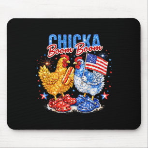 Chicka Boom Boom Patriotisches Huhn Rot Weiß Blau Mousepad