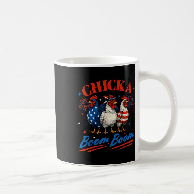 Chicka Boom Funny Patriotic Chicken 4. Ju Kaffeetasse (Rechts)