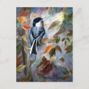 Chickade im Herbst Postkarte