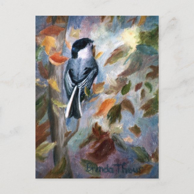 Chickade im Herbst Postkarte (Vorderseite)