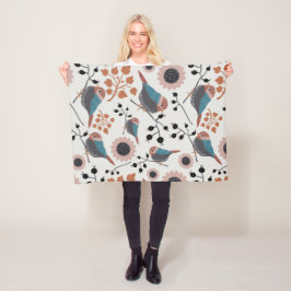 Chickadebird und Berry Muster Blumendesign Fleecedecke