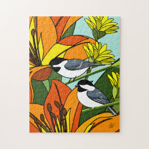 Chickadee and Flowers Puzzle