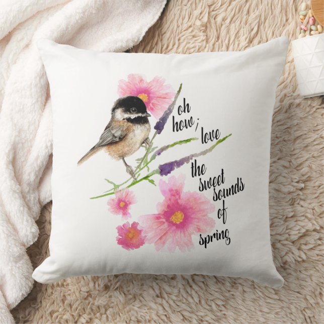 Chickadee Art Black Capped Kissen (Decke)
