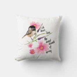 Chickadee Art Black Capped Kissen