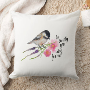 Chickadee Art Zitat Kissen