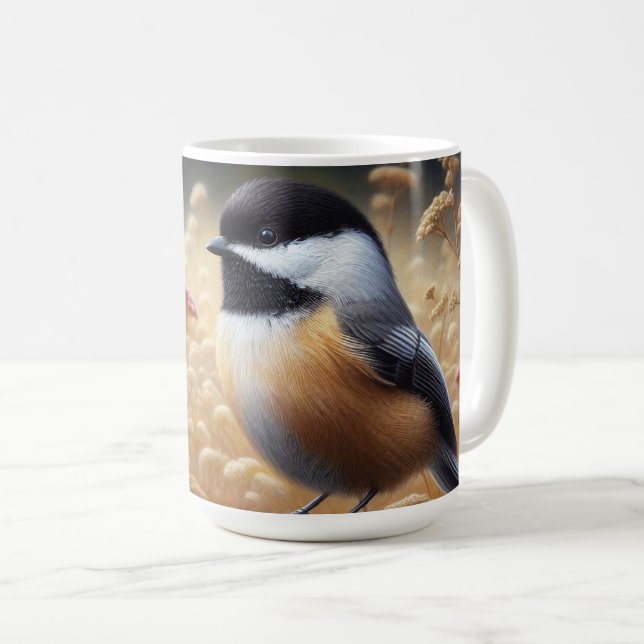 Chickadee auf dem Zaun Kaffeetasse (VorderseiteRechts)