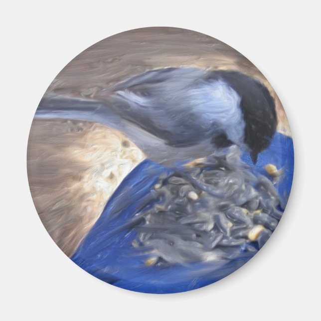 "Chickadee auf meinem Knie" Magnet (Vorne)
