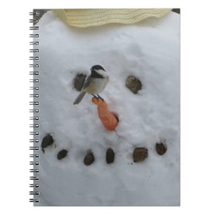 Chickadee auf Snowman Carrot Nose Notizblock