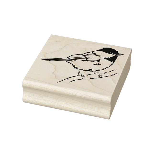 Chickadee Bird auf Zweigstelle Gummistempel (Stempel)