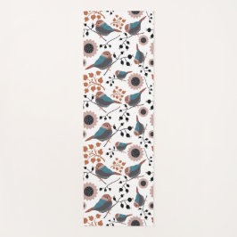 Chickadee Bird Berries Blume Mauve Gray Black Yogamatte