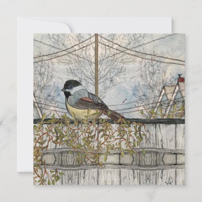 Chickadee Bird Blank Flat Note Card Mitteilungskarte (Vorderseite)