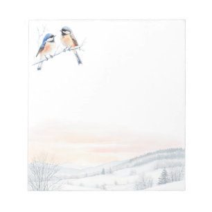 Chickadee Bird im Winter Weihnachten Notizblock