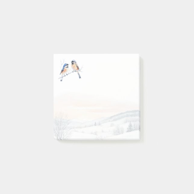 Chickadee Bird im Winter Weihnachten Post-it Klebezettel (Vorderseite)