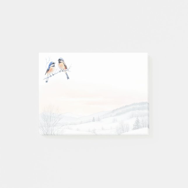 Chickadee Bird im Winter Weihnachten Post-it Klebezettel (Vorderseite)