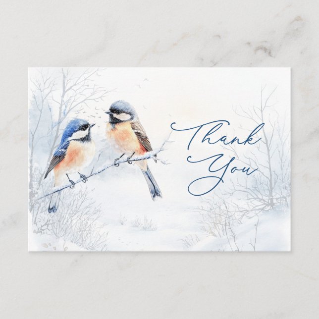  Chickadee Bird in Winter Thank You Enclosure Card Begleitkarte (Vorderseite)