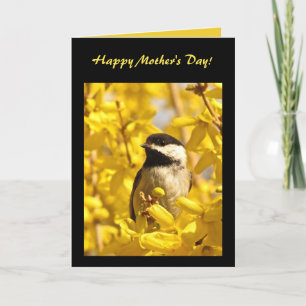 Chickadee Bird in Yellow Flothers Mütter Day Karte