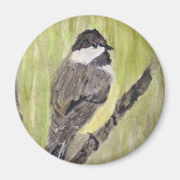 Chickadee Bird mit schwarzer Kappe - Acrylmalerei.