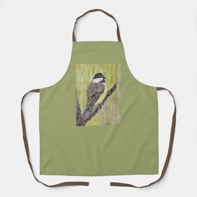 Chickadee Bird mit schwarzer Kappe - Acrylmalerei. Schürze (Vorderseite)