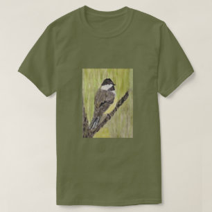Chickadee Bird mit schwarzer Kappe - Acrylmalerei. T-Shirt