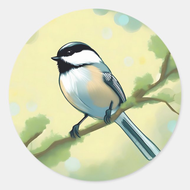Chickadee Bird Nature Runder Aufkleber (Vorderseite)