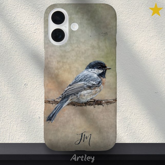 Chickadee Bird Painting Individuelle Name Case-Mate iPhone Hülle (Von Creator hochgeladen)