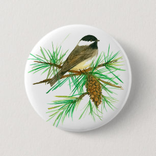 Chickadee Bird Piazza della Riforma Button