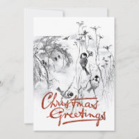 Chickadee Bird Vintag Sketch Weihnachtsgrüße