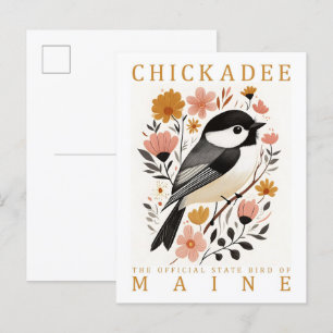 Chickadee Bird von Maine USA Travel Postkarte