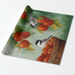 Chickadee Birds Apple Harvest Geschenkpapier