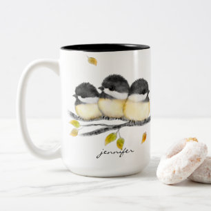 Chickadee Birds auf Branch-Tasse Zweifarbige Tasse