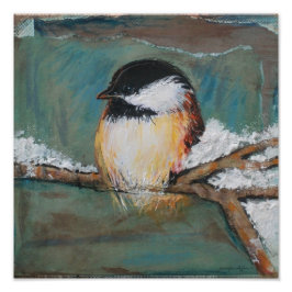 Chickadee Black Capped Painting Fotodruck